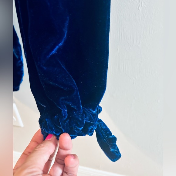 FREE PEOPLE NWT Host Pick 🎉 WE THE FREE VELVET LOTUS PANT BLUE Waist27 size 25 - Picture 6 of 10